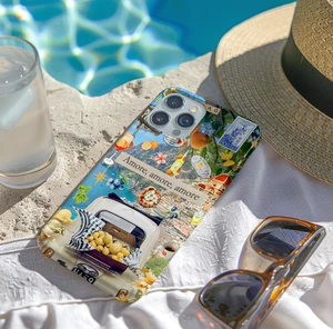 Italian Summer Amore Amore Amore Aesthetic Phone Case for iPhone 11 to 16 - Photo 1 sur 4
