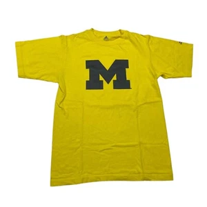 Adidas NCAA Michigan Wolverines l Yellow Short Sleeve Big Logo T-Shirt l Men's S - Picture 1 of 8