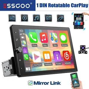 10"Rotatable Car Stereo Wireless Touch Screen Apple Carplay/Android Auto FM+4CAM - Picture 1 of 15