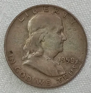1958 D Franklin 90% Silver Half Dollar 50c US Coin - Picture 1 of 4