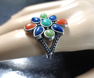 CAROLYN POLLACK Logo, Sterling 925 Stamped, Multigem Women’s Ring, Size 8. - Picture 1 of 7