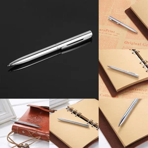 10cm Light Silver Ballpoint Pen Mini Short Style Plastic Rotating plastic| - Picture 1 of 10