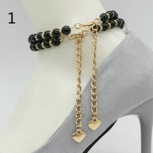 1 Paio Cinturino Scarpe Strass Perlati Tacchi Alti Antiallentamento Laccio Donna - Foto 1 di 20