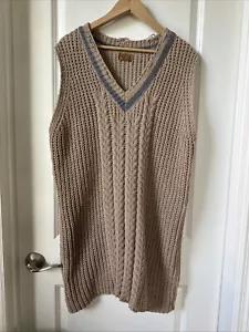 POL Dress Womens Size Large Tan Crochet Chunky Cozycore Grandma Light Academia - Picture 1 of 6