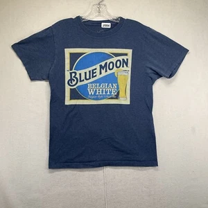 Blue Moon Beer T Shirt Mens Extra Small Faded Blue Worn Belgian White Pub Bar - Picture 1 of 16