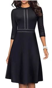 HOMEYEE Damen schickes Kleid Rundhals 3/4 Arm Party Homecoming Aline A135 XL NEU - Bild 1 von 5