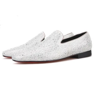 Merlutti Silber Halbschuh Kristalle Strasssteine Abschlussball Hochzeit Flats - Bild 1 von 6