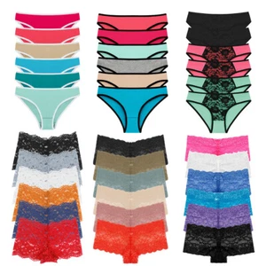 6 Pack Womens Sexy Lace Thongs G-String Cotton Panties Briefs Lingerie Underwear - Picture 1 of 30