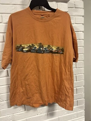 Camiseta azul Newport para hombre - naranja desteñido - L - impresión de coche antiguo coches clásicos F2 Foto 1 de 3