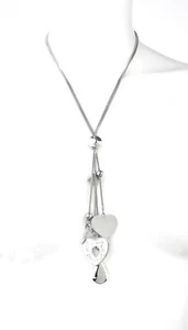 Collier Kette lang Vintage Trachten Schmuck Anhänger Herz Long Size silber edel - Bild 1 von 3