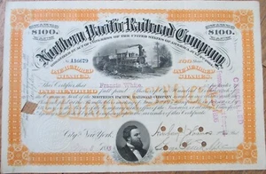 Northern Pacific Railroad Company 1883 certificado de acciones, naranja - Imagen 1 de 1
