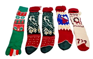 Knitted Christmas Stockings in Assorted Colors 24" Long Lot of 5 X1547 - Picture 1 of 10