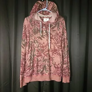 Pacsun On the Byas Medium Hoodie Drawstring Maroon Pink Tropical Print - Picture 1 of 8