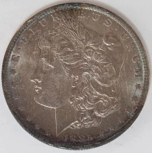1885-O Morgan Silver Dollar Toned Rainbow Emerald Green, Gun Metal, Red, Blue - Picture 1 of 2