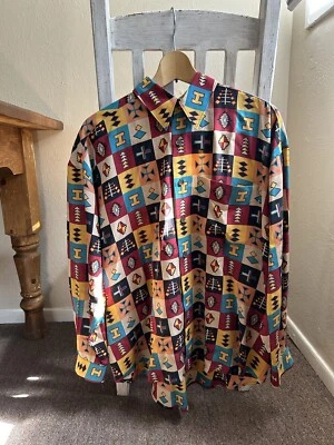 Timney Fowler Silk Shirt Southwestern Tribal Aztec - Image 1 of 3
