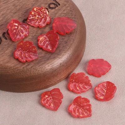 10pcs 15x14mm Leaf Petal Lampwork Glass Loose Pendants Beads for Jewelry Making - Image 1 of 2