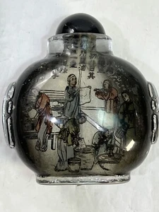 Reverse Inside Handbemalt Schnupftabakflasche Frauen Waschen Wäsche Hausarbeiten ohne Karton - Bild 1 von 10