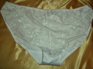 Sexy Sissy Glanz Nylon Spitzen Höschen Gr. 50-52 weiß Nylonslip Panty  (K544) - Bild 1 von 5