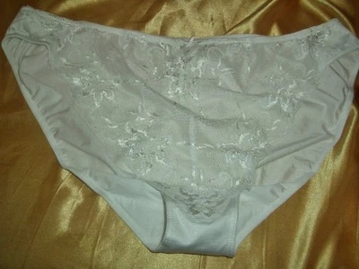 Sexy Sissy Glanz Nylon Spitzen Höschen Gr. 50-52 weiß Nylonslip Panty  (K544) - Bild 1 von 4