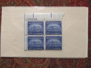 MONTICELLO - US POSTAL STAMP SHEET - 4 STAMPS- WITH ARCHIVAL COVER - PN#26528 - Picture 1 of 3