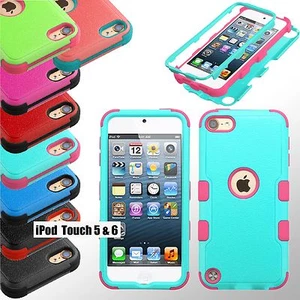 For iPod Touch 5th 6th 7th Gen - Hard&Soft Rubber Hybrid Rugged Armor Skin Case  - Picture 1 of 42