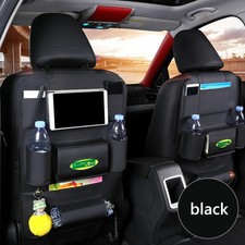 Car Seat Back  Multi Bag Organizer Storage Phone Holder Pocket Leather - Black