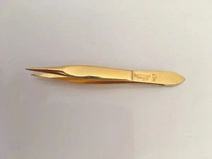 Wimpernpinzette Pinzette Spitz Mörser Solingen 28c vergoldet - Bild 1 von 5