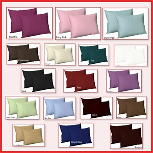 Pillowcases Pair Pack Housewife Pillow Covers Set Polycotton Plain Dyed 50x75 cm - Picture 1 of 25
