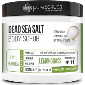 Exfoliante corporal de sal del Mar Muerto pureSCRUBS + cuchara, bofetada y jabón GRATIS - Imagen 1 de 8