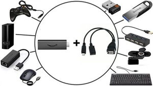 2 OTG Adapters - Add USB Port to Amazon Fire TV Stick, Smartphones & Tablets - Picture 1 of 7