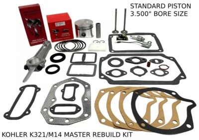 RECONSTRUCCIÓN MAESTRA DE MOTOR ESTÁNDAR SE ADAPTA A KOHLER K321, M14, JUEGO DE JUNTAS DE VÁLVULAS CON VARILLA - Imagen 1 de 4