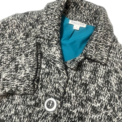 Pendleton Medium Black white Knit Lined Sweater Jacket 3/4 Sleeve Wool Alpaca - Image 1 of 4