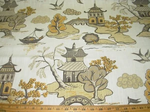 10 YDS HOME ACCENT RGOLD ASIATISCH ORIENTALISCH PAGODE BAUMWOLLE POLSTERSTOFF FÜR WENIGER - Bild 1 von 4