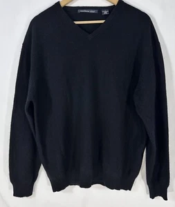 Northern Isle Cashmere V-Neck Sweater Mens Sz Large Black Preppy Classic Coastal - Picture 1 of 6