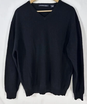 Suéter Northern Isle Cashmere Cuello en V Para Hombre Talla Grande Negro Preppy Clásico Costero Foto 1 de 4