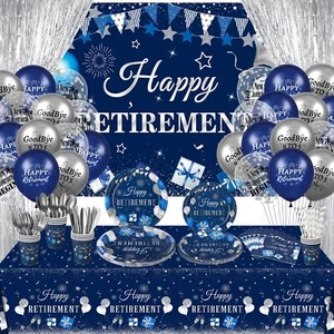 Blue Retirement Party Decorations for Men Women Navy Blue Silver Retirement P... - Picture 1 of 7