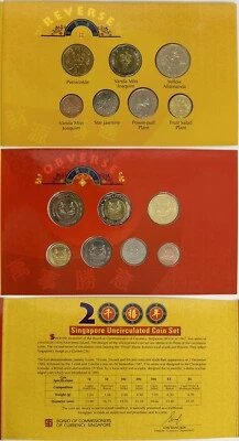新加坡 2000 千禧年龙铸币厂硬币套装带双金属 $5 花 MS38 — 第 1/2 张图片
