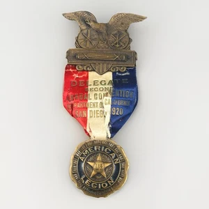 Antique 1920 American Legion Metal Delegate 2nd Annual Convention San Diego - Picture 1 of 11