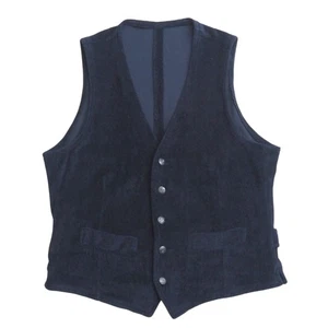 Gilet in velluto di cotone navy LARDINI Best Taglia S come nuovo con bottoni logo marcato c... - Foto 1 di 10