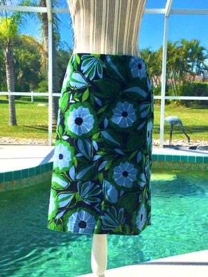 SIGRID OLSEN Green,Blue,Black DRAMATIC Floral STRETCH Velvet "HOLIDAY"  Skirt 16 - Image 1 of 4