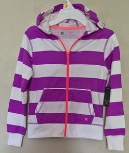 Girl's Xersion Bright Purple & White Full Zip Long Sleeve Hoodie Size 8 NWT - Picture 1 of 5