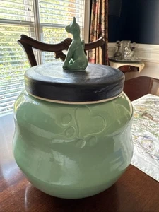 Cookie Jar Large Handmade Paw Print And Cat Figure - Schall Studio & Design - Picture 1 of 6