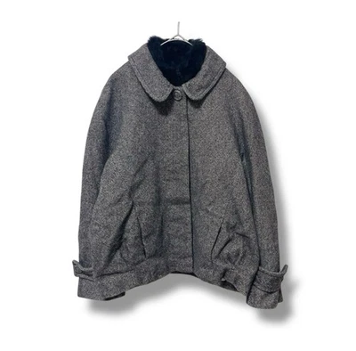 Abrigo de sarga de piel de conejo Vanessa Bruno para mujer cuello de piel forro de seda” Foto 1 de 4