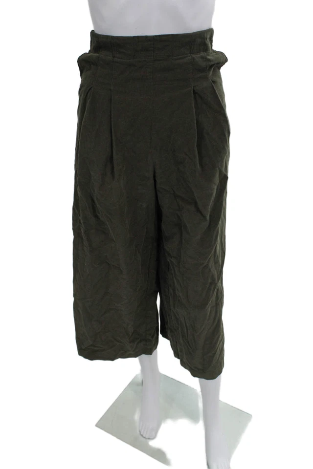 Pantalones militares lisos de algodón verde recortados talla L Black Crane para mujer Foto 1 de 4