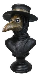 Schwarze Death Era Beulen Plakette Arzt Kopf Büste mit Raben Maske Skulptur 12"H - Bild 1 von 9