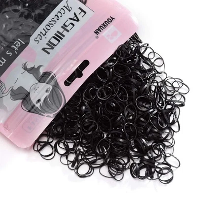 Corbatas elásticas antideslizantes de goma para el cabello para mujeres niñas paquete de 1000 negras Foto 1 de 4