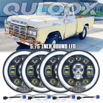 4pcs 5.75" 5-3/4 Round LED Headlights HI-LO for Ford F-100 F-250 F-350 1958-1960 - Imagem 1 de 4