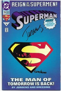 Superman #78 DC COLLECTOR'S COMIC BOOK Dan Jurgens AUTOGRAPH SIGNED DF COA 1994 - Picture 1 of 3
