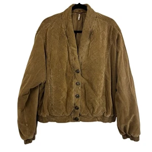 Chaqueta Free People Acolchada Principal Botón Delantero Talla Grande Marrón Dorado Camel - Imagen 1 de 7
