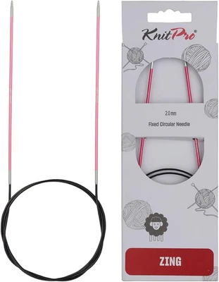 Maglia PRO 80 Cm X 2 Mm Ferri Da Maglia Di Alluminio Zing Rose Fissati Circolare - Immagine 1 di 4